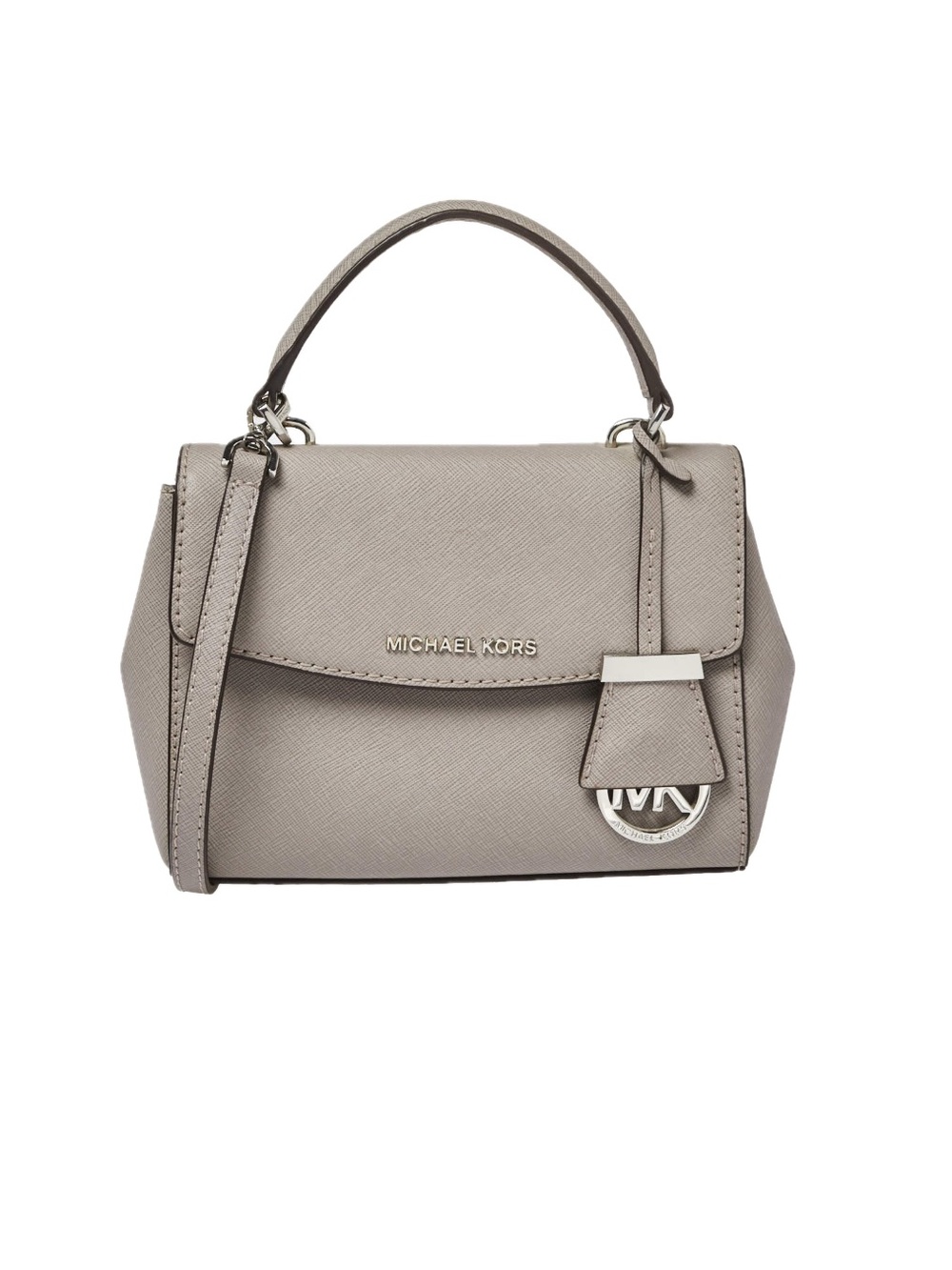 Michael Kors Ava Extra-Small Saffiano Leather Crossbody - Grey / Silver